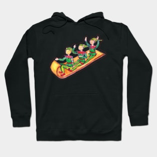 Elves on toboggan in gouache Hoodie